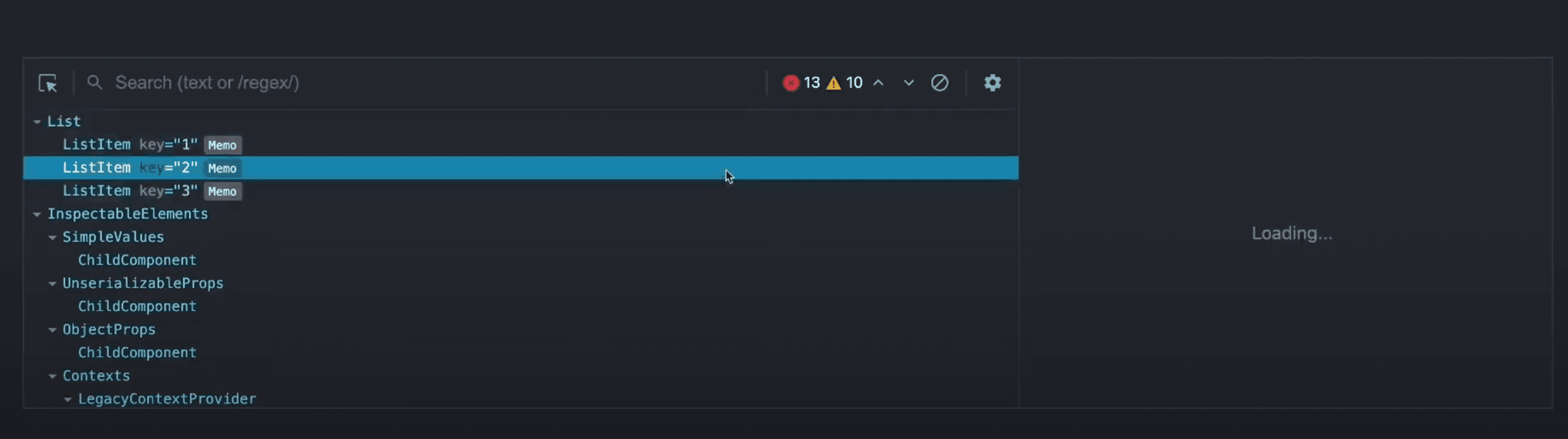 Suspend 的 component 會在右側顯示 loading